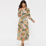 robe avec fleurs manche longue